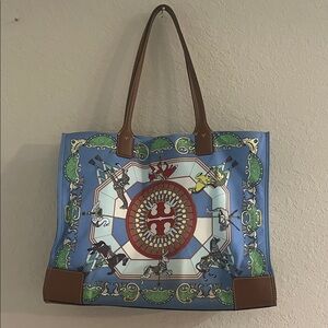 Tory Burch Ella Printed Blue Carousel Graphic Tote